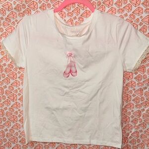 Homegirl Society White and Pink Ballet Tee
